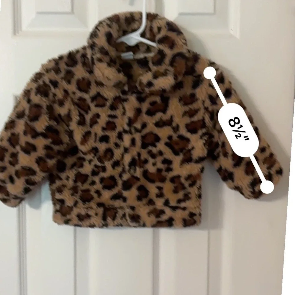 Cute! Leopard Print Sherpa Jacket Baby Girl 6-9M Warm‎ Coat Toddler